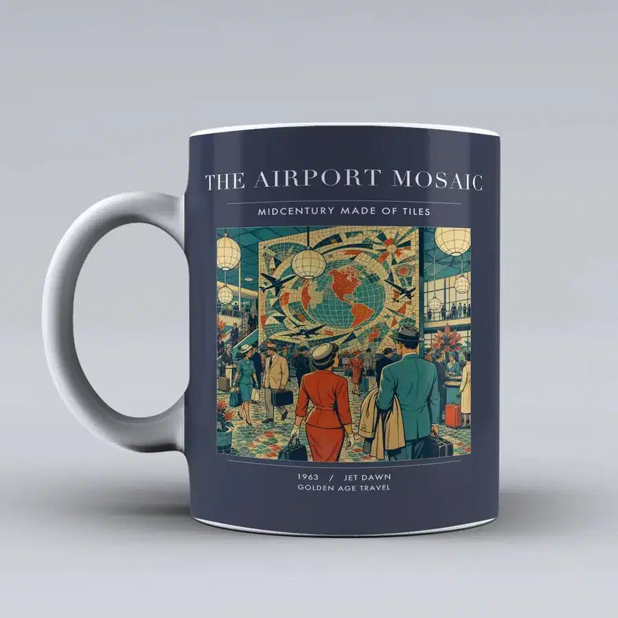 VINTAGE G4132 - The Airport Mosaic - Ceramic Mug design on darkblue