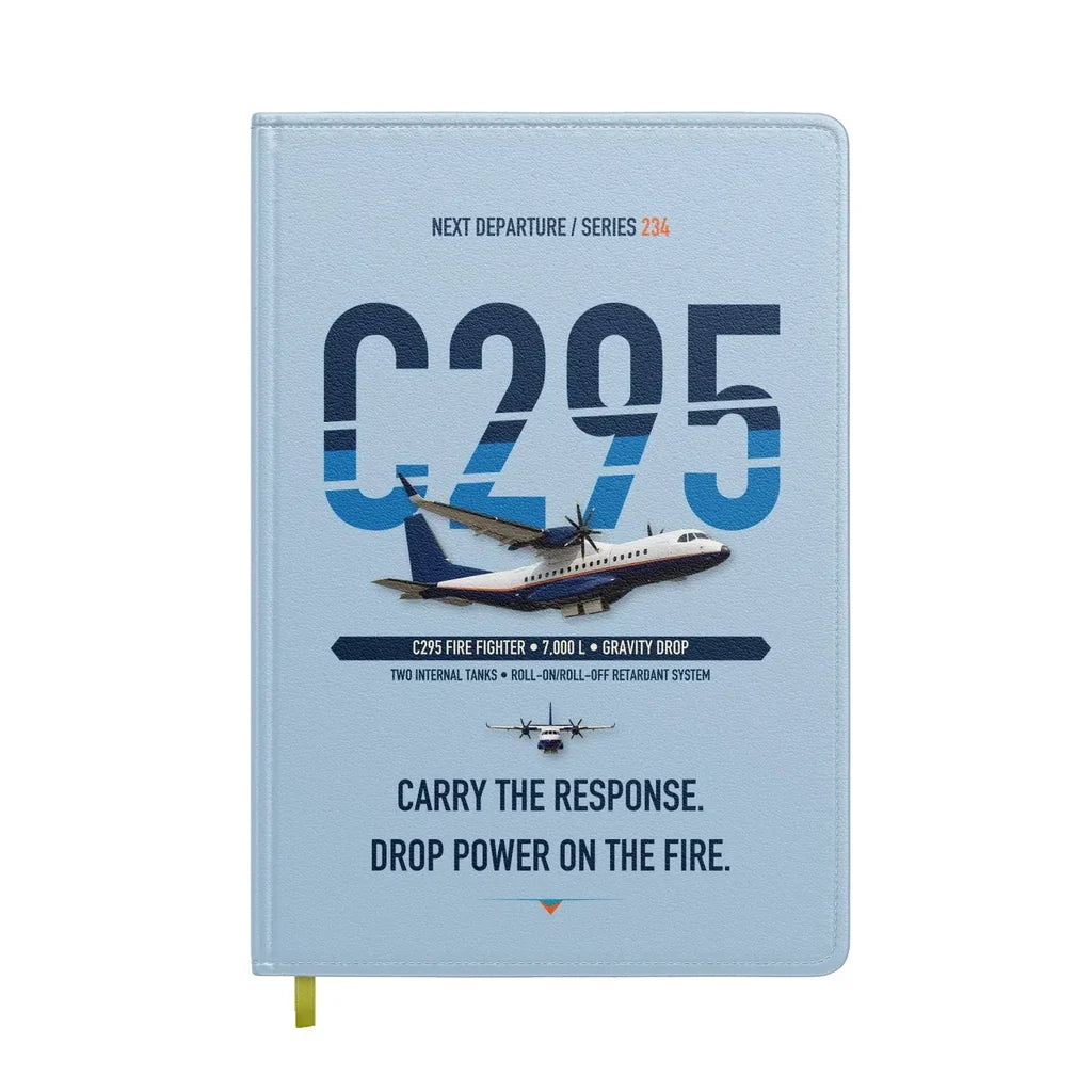 Airbus C295 Firefighter design on light blue notebook