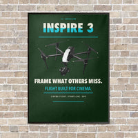 Thumbnail for DJI Inspire 3 vertical canvas print - framed - dark green background