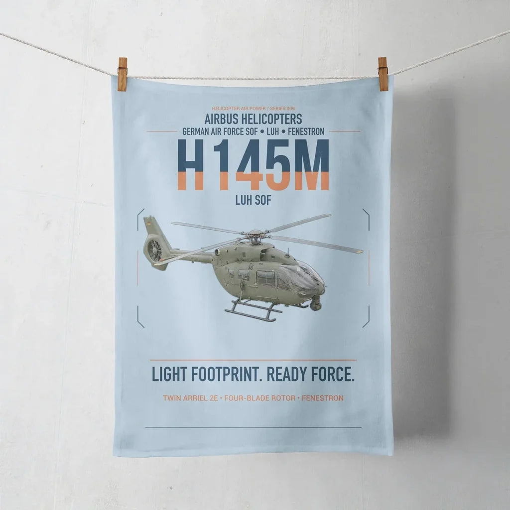 Airbus Helicopters H145M LUH SOF design on light blue towel