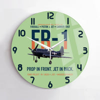 Thumbnail for FR-1 Fireball Prop in Front Jet in Back design on light green no frame wall clock
