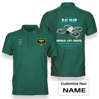 Thumbnail for DJI Flip design on green polo with custom name badge