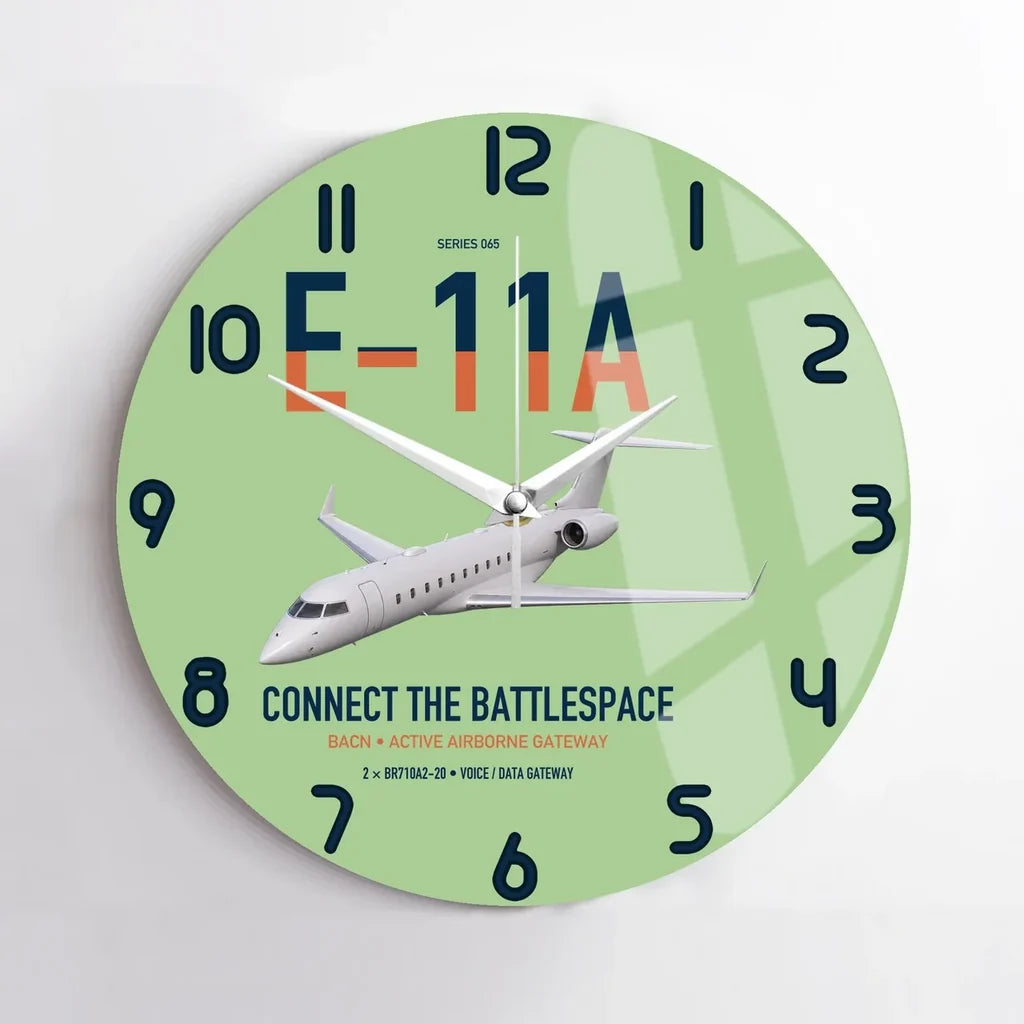 E-11A BACN design on light green no frame wall clock