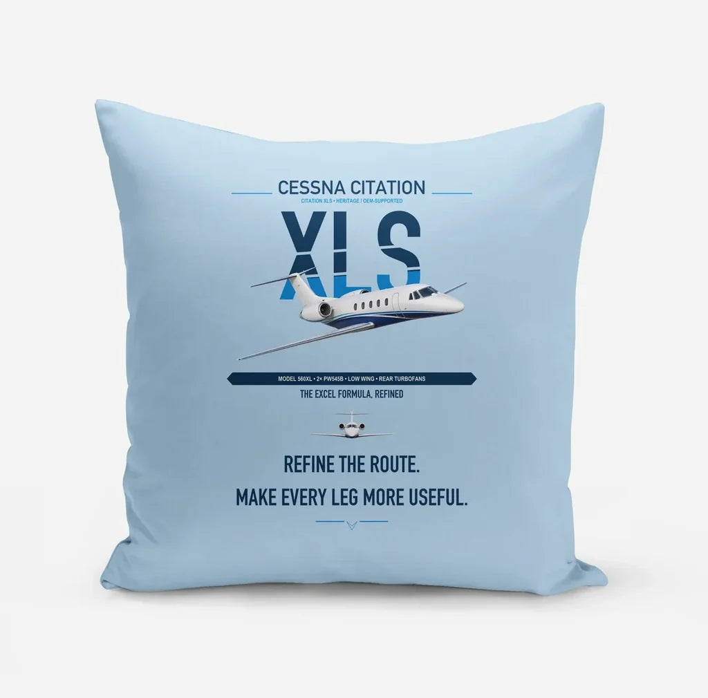 Cessna Citation XLS design on light blue pillow