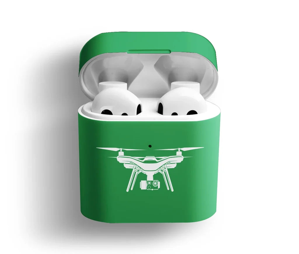 Drone Silhouette AirPods plastic case - Green