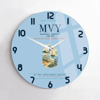 Thumbnail for Martha's Vineyard Airport (MVY) design on light blue no frame wall clock