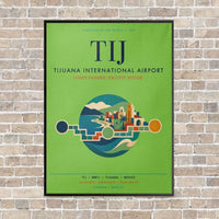 Thumbnail for Tijuana International Airport TIJ vertical canvas print - framed - light green background