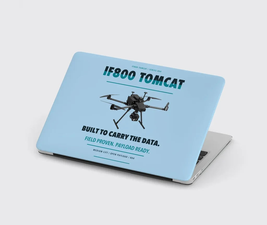 Inspired Flight IF800 Tomcat design on light blue MacBook case
