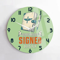 Thumbnail for Dispatch Release Signed Lets Fly design on light green no frame wall clock