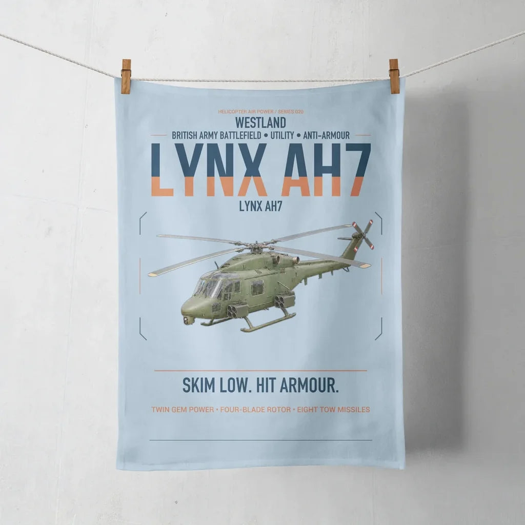 Westland Lynx AH7 design on light blue towel