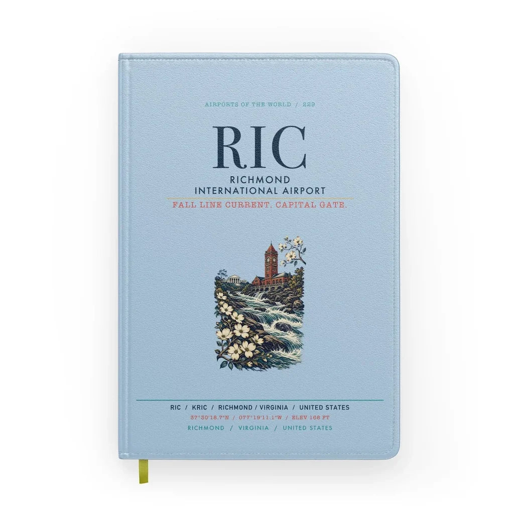 Richmond International Airport (RIC) design on light blue notebook