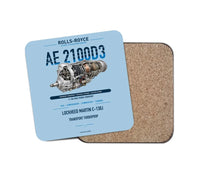 Thumbnail for AE 2100D3 design on light blue 1 piece coaster
