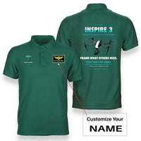 Thumbnail for DJI Inspire 3 design on green polo with custom name badge
