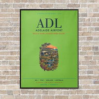 Thumbnail for Adelaide Airport ADL vertical canvas print - framed - light green background