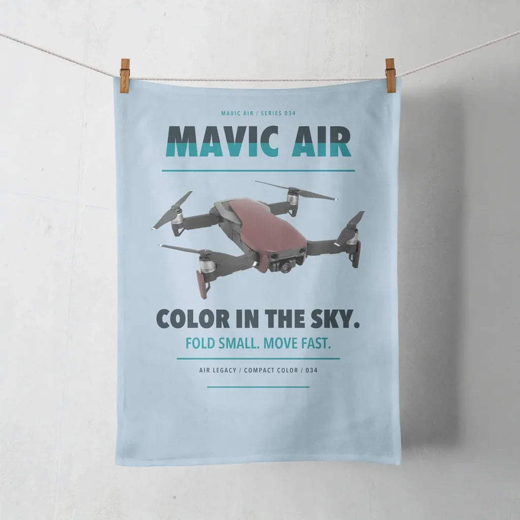 DJI Mavic Air design on light blue towel