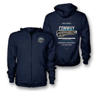 Thumbnail for CONWAY design on navy blue zipped hoodie