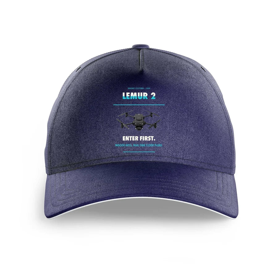 BRINC LEMUR 2 design on dark blue printed hat