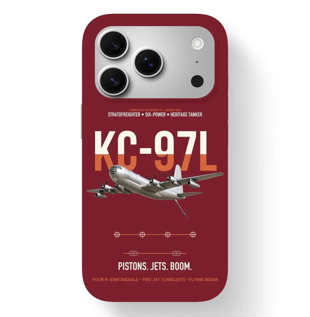 KC-97L STRATOFREIGHTER design on dark red magsafe iphone case, for iPhone 17 Pro