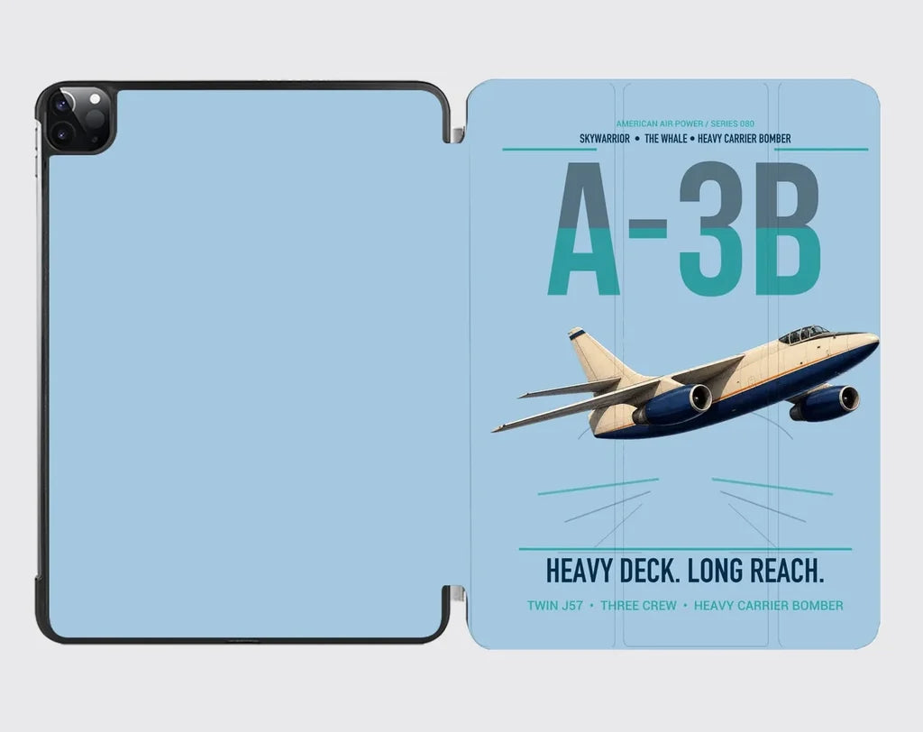 A-3B Skywarrior design on light blue ipad tablet case