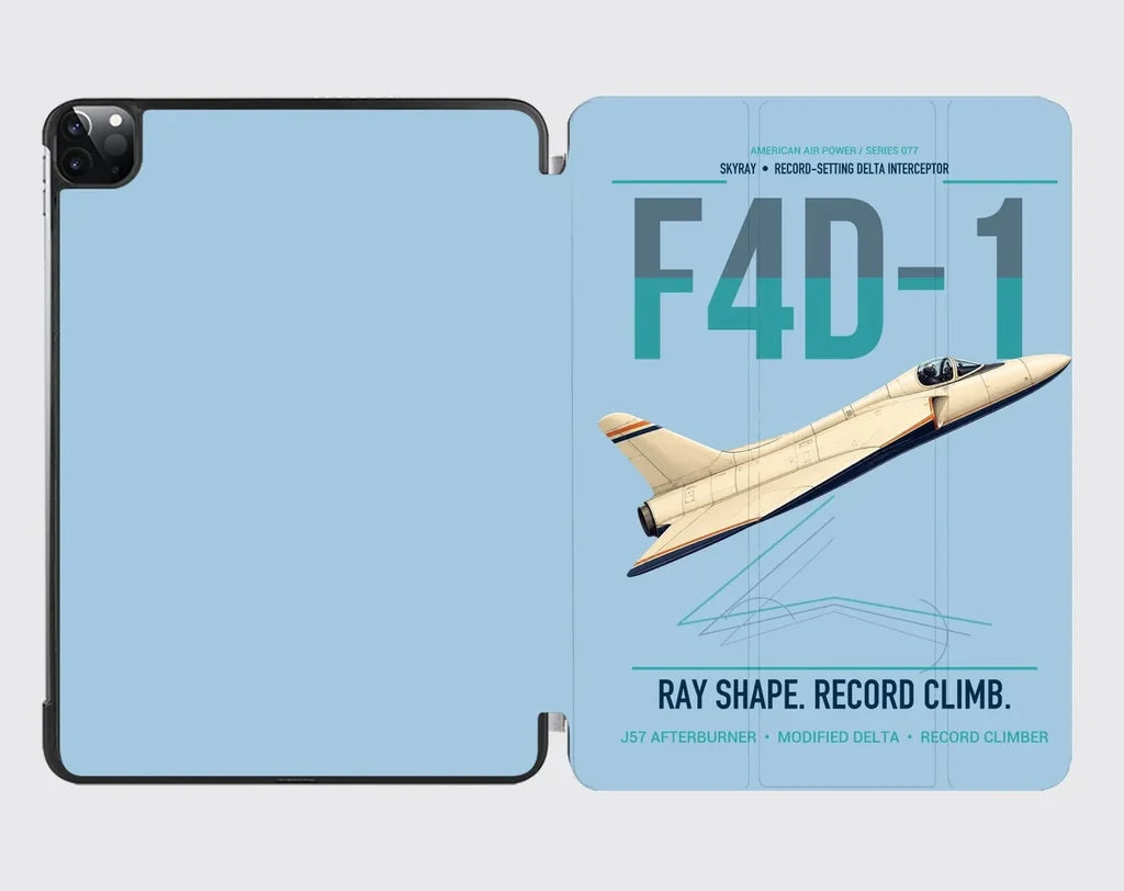 F4D-1 Skyray design on light blue ipad tablet case