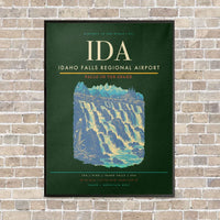 Thumbnail for Idaho Falls Regional Airport IDA vertical canvas print - framed - dark green background