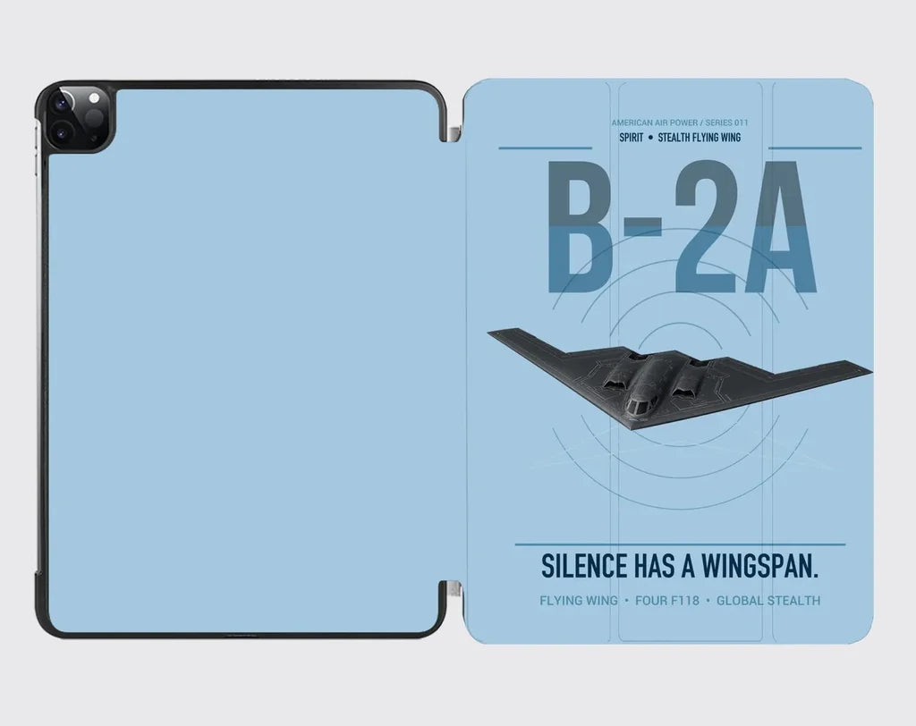 B-2A Spirit design on light blue ipad tablet case