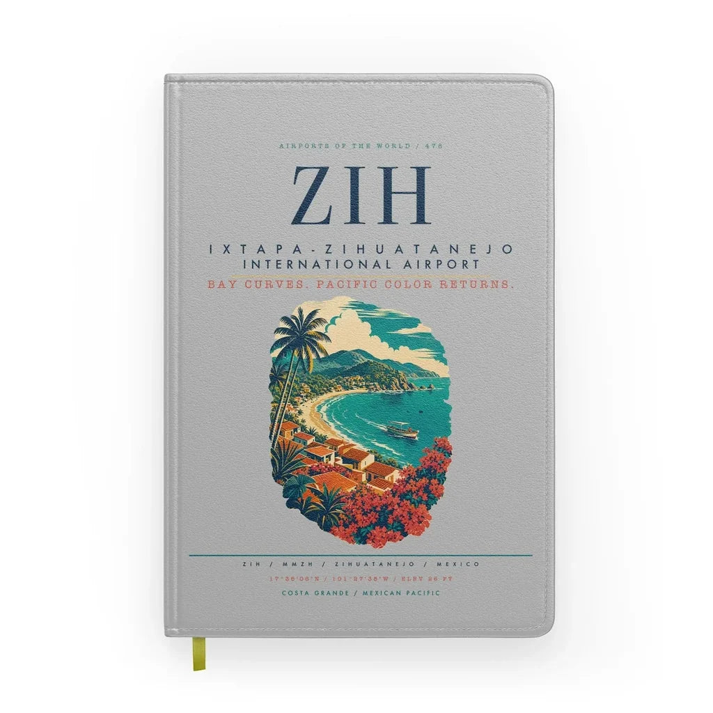 Ixtapa-Zihuatanejo International Airport (ZIH) design on light gray notebook
