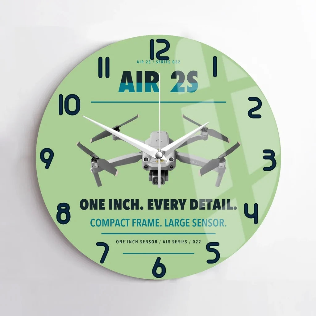 DJI Air 2S design on light green no frame wall clock