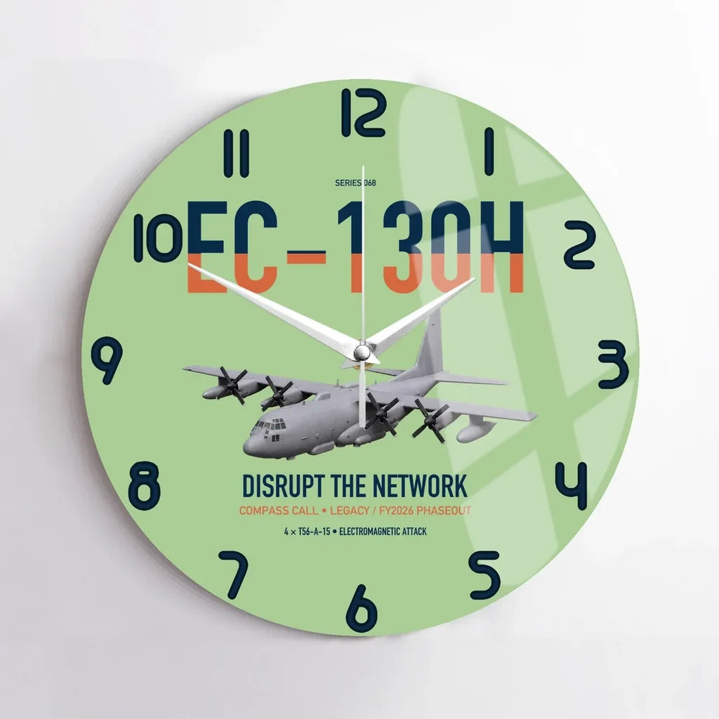 EC-130H Compass Call design on light green no frame wall clock