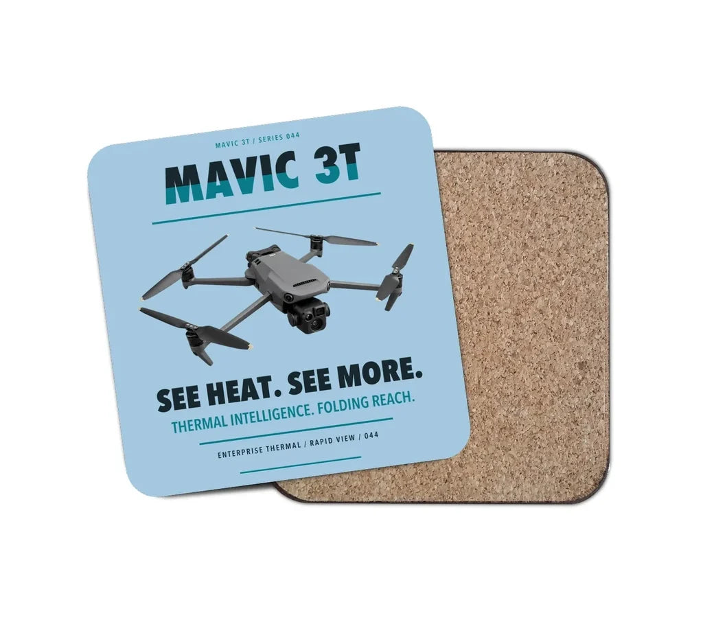DJI Mavic 3 Thermal design on light blue 1 piece coaster