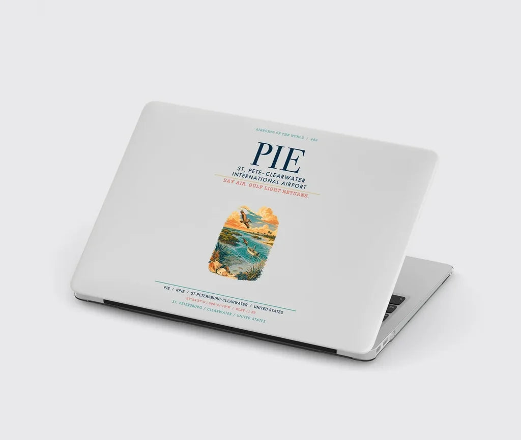 St. Pete–Clearwater International Airport (PIE) design on light gray MacBook case
