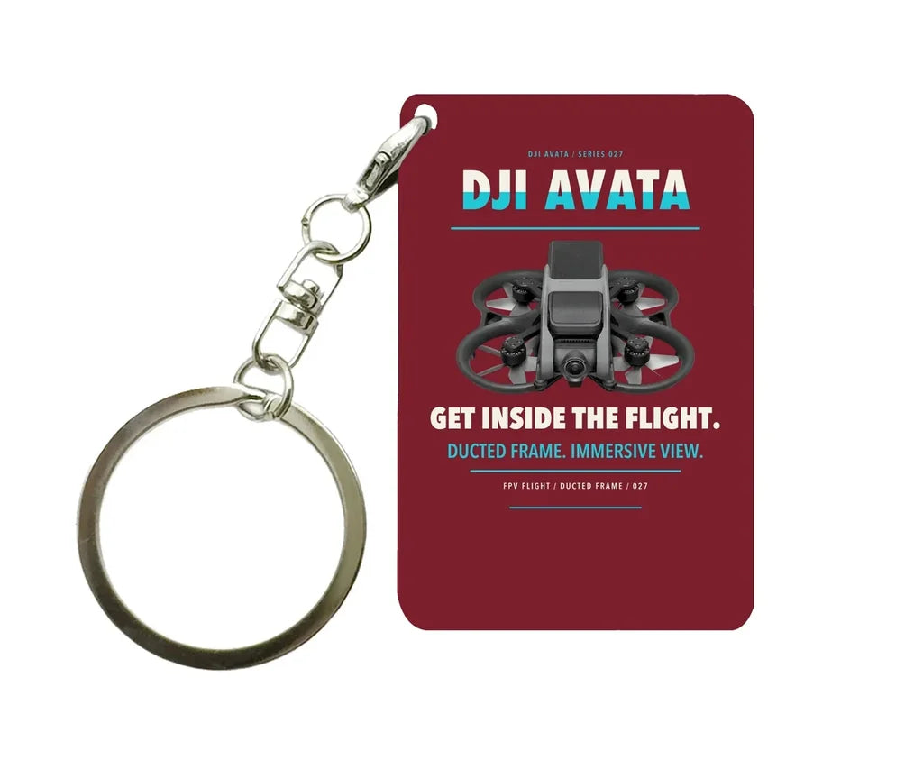 DJI Avata Key Chain design on dark red key chain