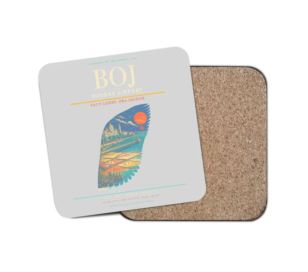 Burgas Airport BOJ Coaster 1-Piece - Light Gray