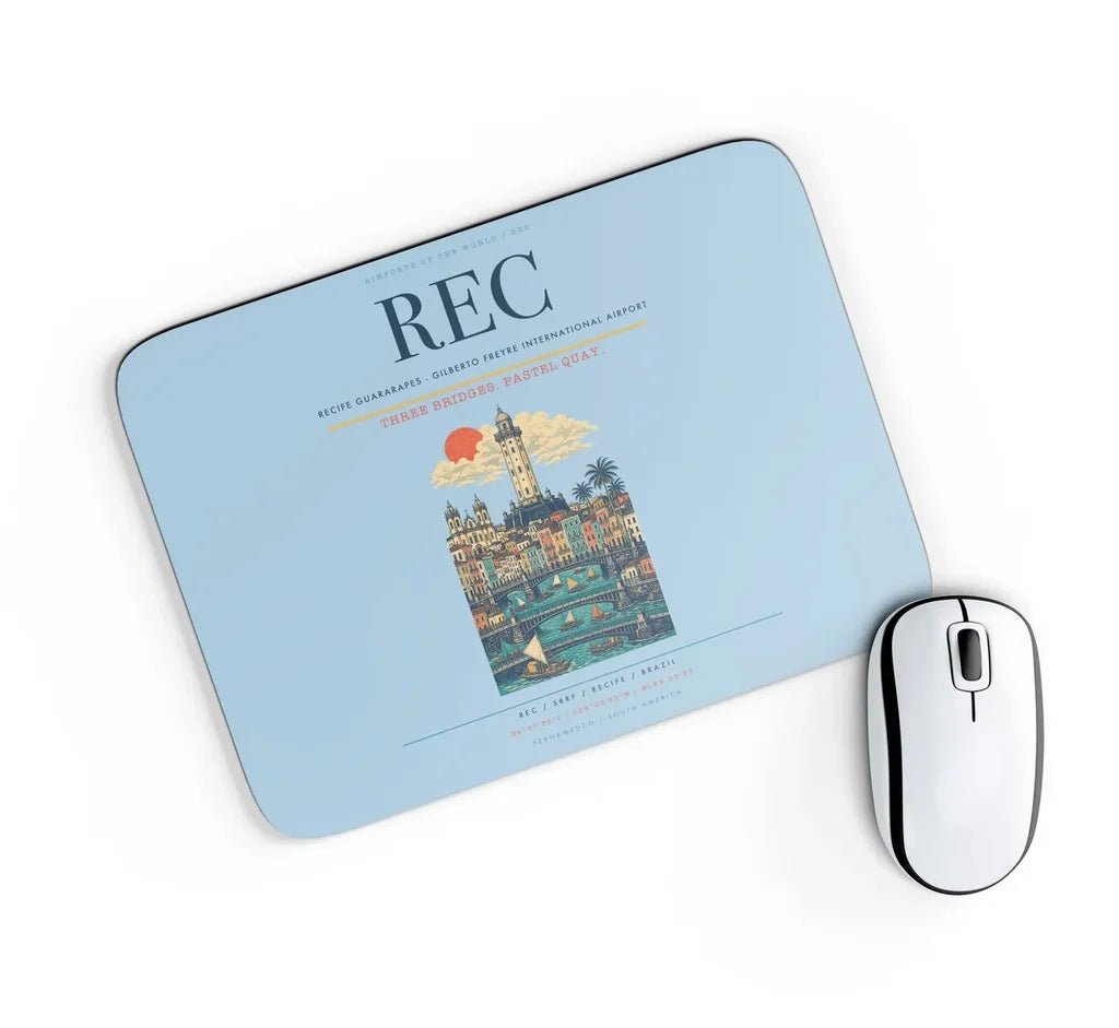 Recife Guararapes (REC) design on light blue rectangle mouse pad