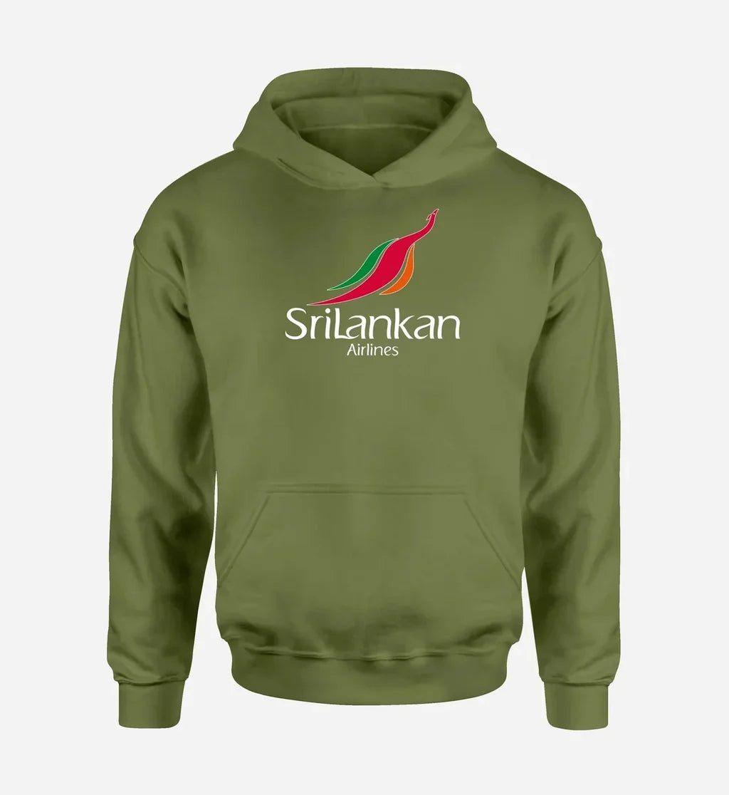 Sri Lankan Airlines logo printed on green army hoodie