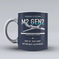 Thumbnail for Cessna Citation M2 Gen2 design on dark blue ceramic mug, double-side print