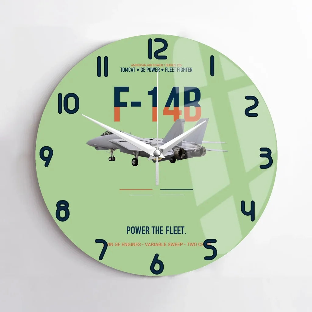 F-14B Tomcat Power The Fleet design on light green no frame wall clock