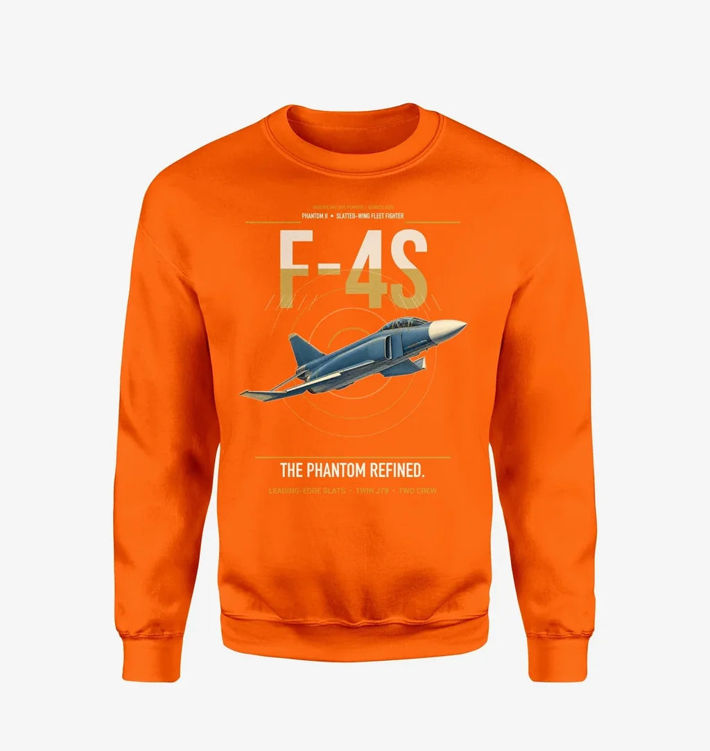 F-4S Phantom II design on orange sweatshirt