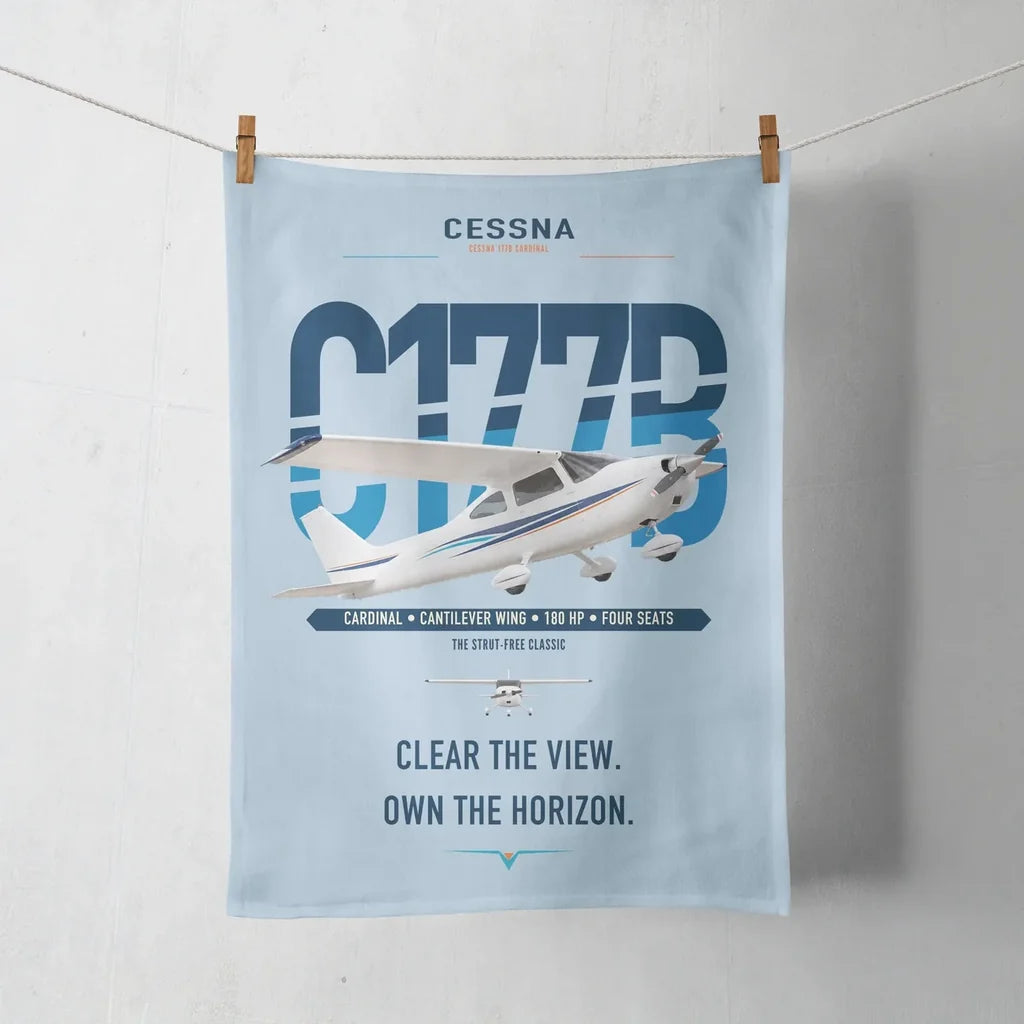 Cessna 177B Cardinal design on light blue towel