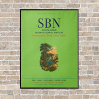 Thumbnail for South Bend International Airport SBN vertical canvas print - framed - light green background