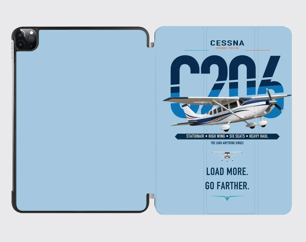 Cessna 206 Stationair design on light blue ipad tablet case