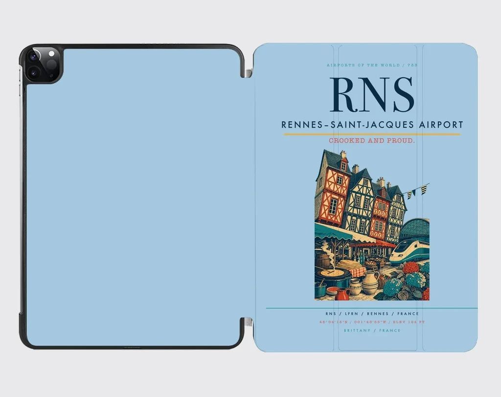 Rennes–Saint-Jacques Airport (RNS) design on light blue ipad tablet case