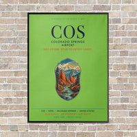 Thumbnail for Colorado Springs Airport COS vertical canvas print - framed - light green background