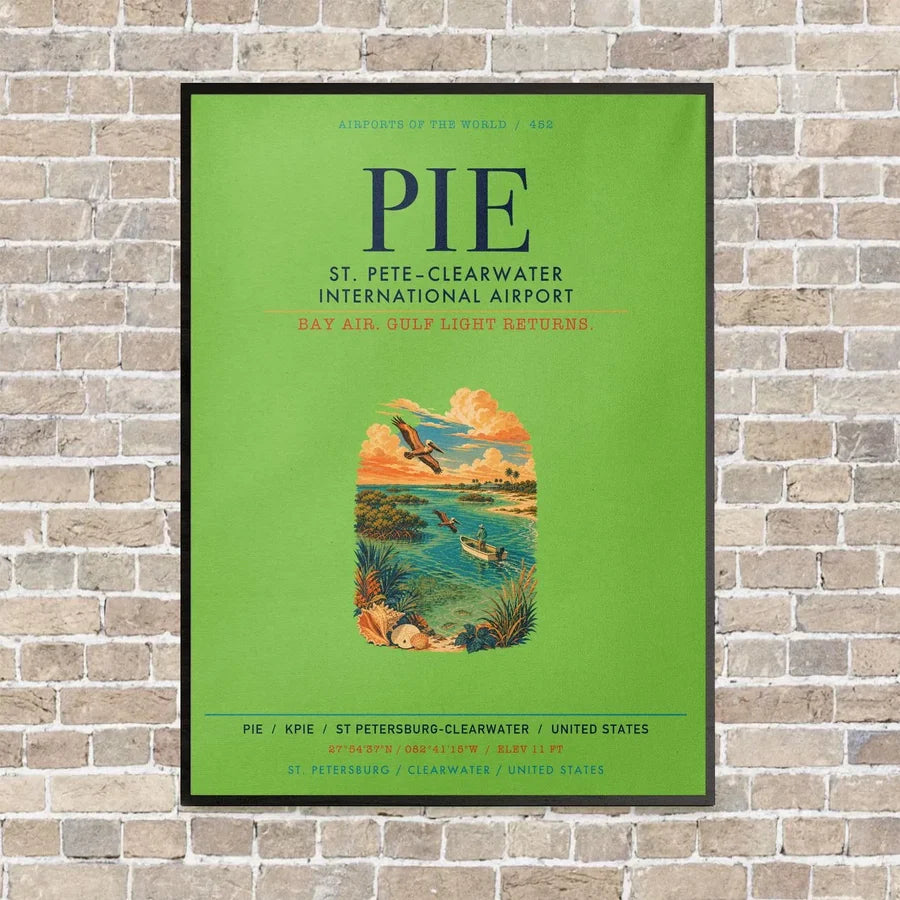 St. Pete–Clearwater International Airport PIE vertical canvas print - framed - light green background