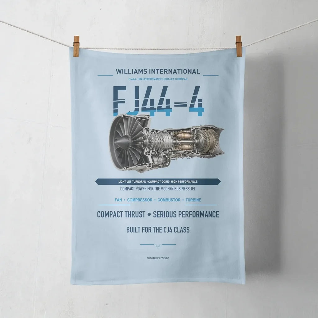 FJ44-4 design on light blue towel