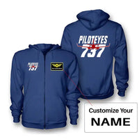 Thumbnail for Amazing Piloteyes737 Zipped Hoodie - Blue + Name (Customizable)