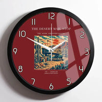 Thumbnail for VINTAGE G4151 - The Desert Mail Stop - Designed Wall Clocks design on darkred framed