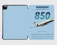 Thumbnail for Bombardier Challenger 850 design on light blue ipad tablet case