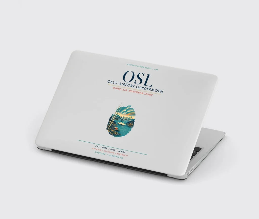 Oslo Airport Gardermoen (OSL) design on light gray MacBook case