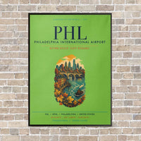 Thumbnail for Philadelphia International Airport PHL vertical canvas print - framed - light green background